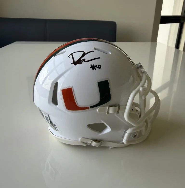 Darian Mensah Miami Hurricanes Autographed Mini Helmet Damaged Beckett