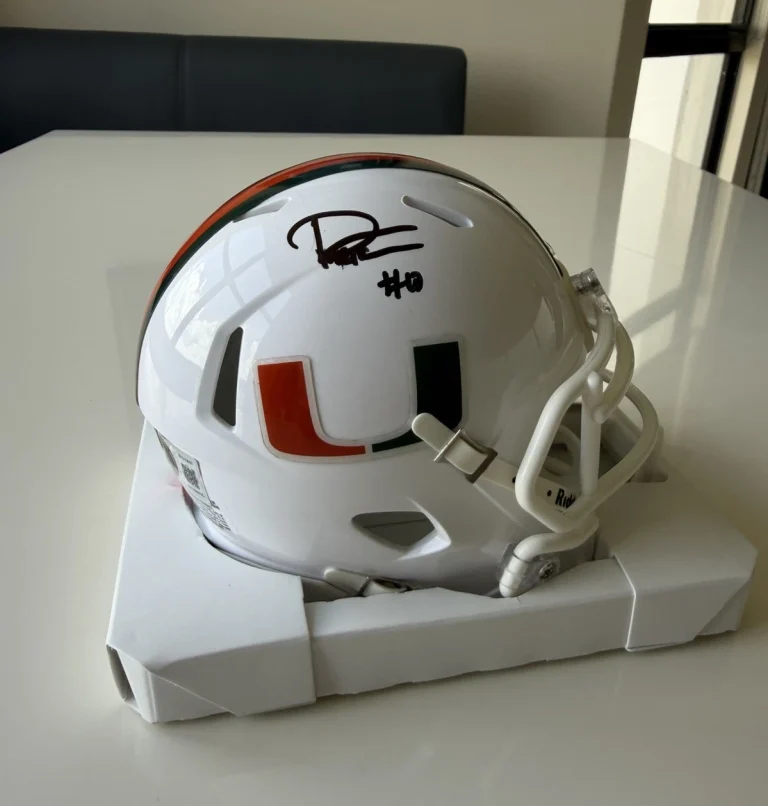 Darian Mensah Miami Hurricanes Autographed Mini Helmet Damaged Beckett