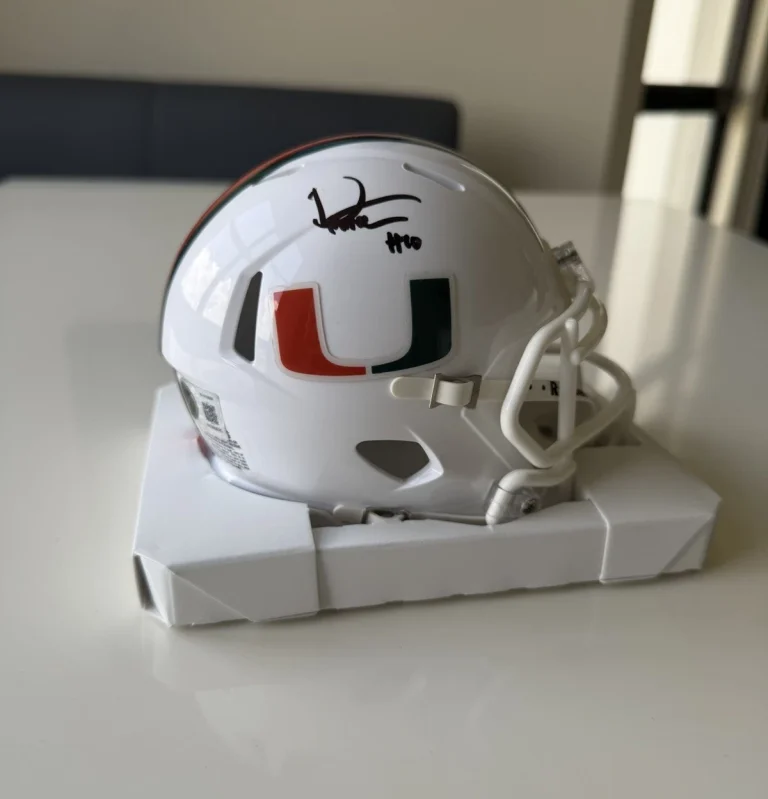 Darian Mensah Miami Hurricanes Autographed Mini Helmet Damaged Beckett
