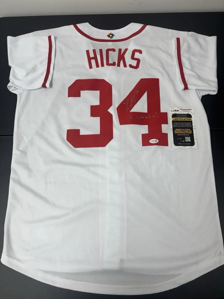 Liam Hicks Signed Autographed Inscribed Team Canada WBC Jersey. JSA Coa. Marlins