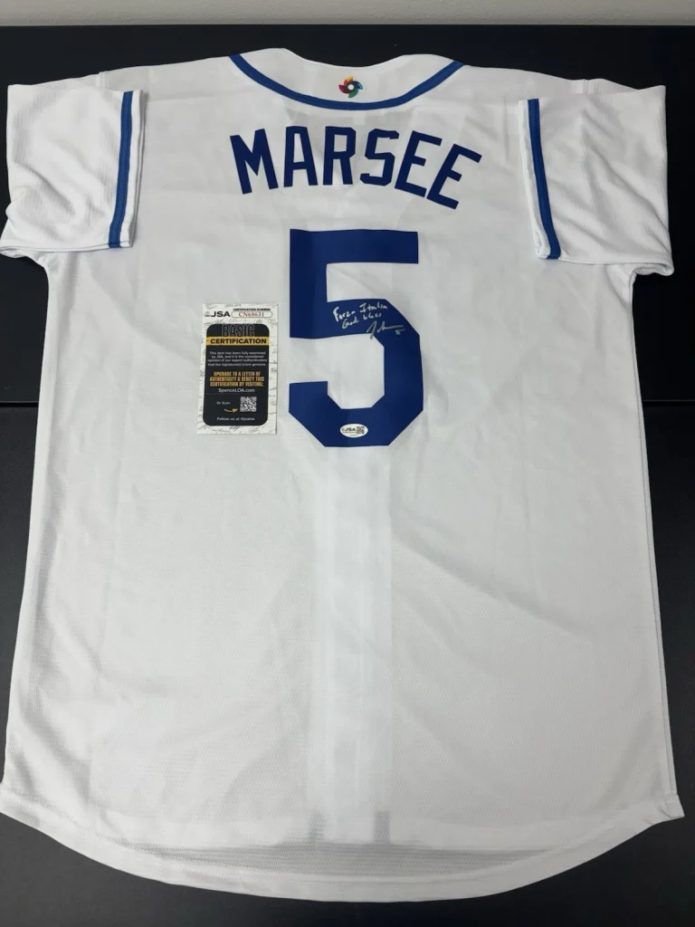 Jakob Marsee Signed Autographed Inscribed Team Italy WBC Jersey. JSA Coa Marlins