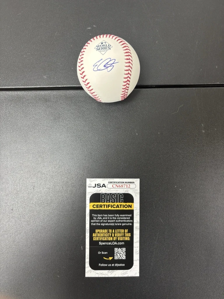 Evan Carter 2023 World Series Autographed Signed Baseball. JSA Coa