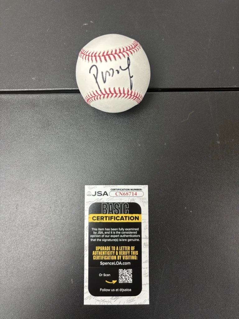 Carlos Pibe Valderrama Signed Official Major League Baseball Columbia. JSA Coa