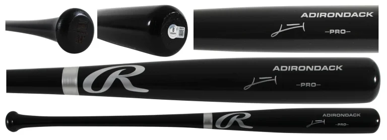 Rays Junior Caminero Authentic Signed Black Rawlings Adirondack Baseball Bat BAS