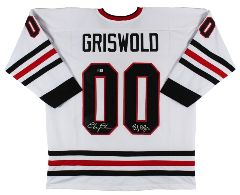 Christmas Vacation (2) Chase & D'Angelo Signed White Pro Style Jersey BAS Wit