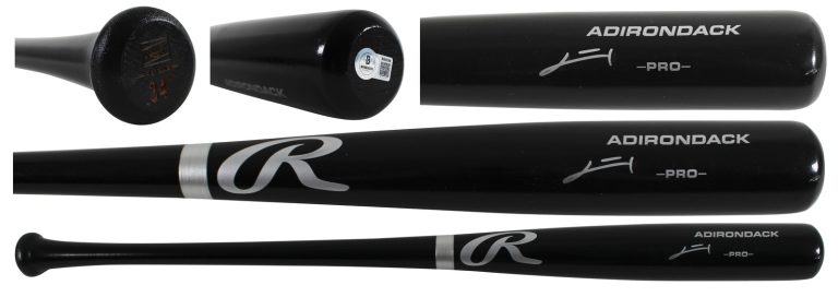 Rays Junior Caminero Signed Black Rawlings Adirondack Baseball Bat BAS #BX68764