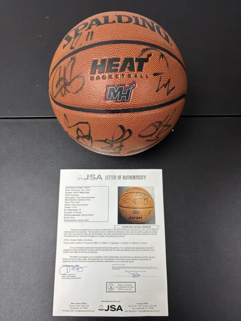 2010-2011 Miami Heat Signed Autographed Basketball JSA LOA. LEBRON WADE BOSH