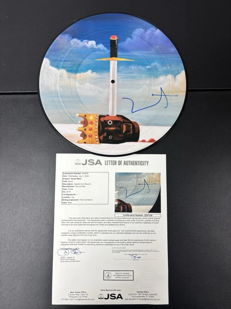 KANYE WEST SIGNED OFFICIAL Power Picture  DISC VINYL YE. JSA Loa. Beckett LOA