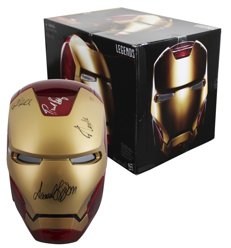 The Avengers (5) Lee, Jackson, Rudd +2 Signed Iron Man F/S Helmet BAS #AE64818