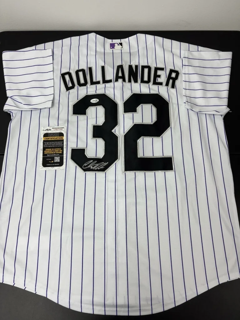 Chase Dollander Signed Autographed Jersey  Colorado Rockies. JSA Coa