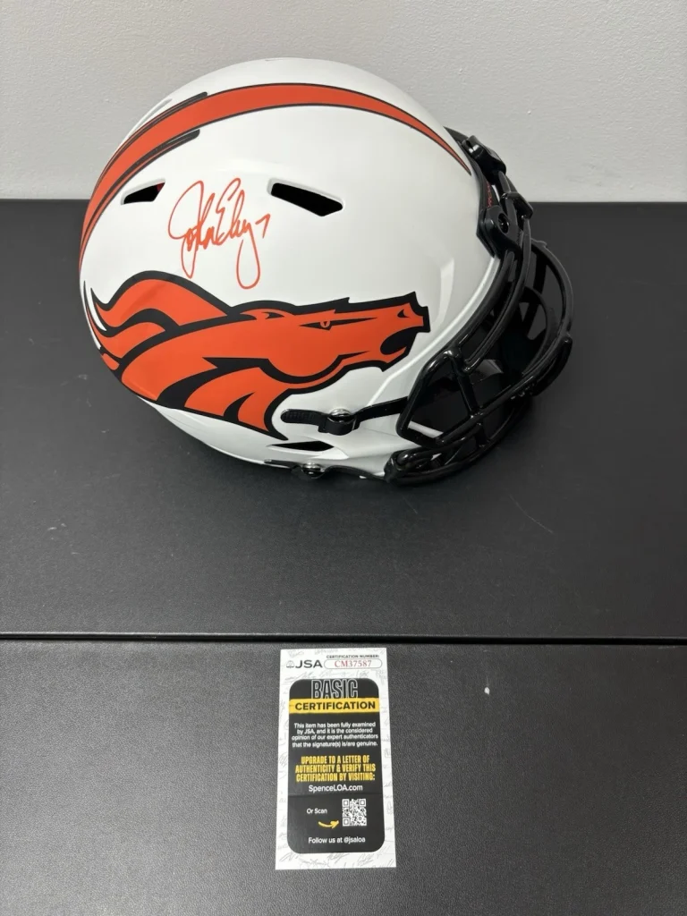 John Elway Signed Autographed Denver Broncos  Full Size Replica Helmet. JSA Coa