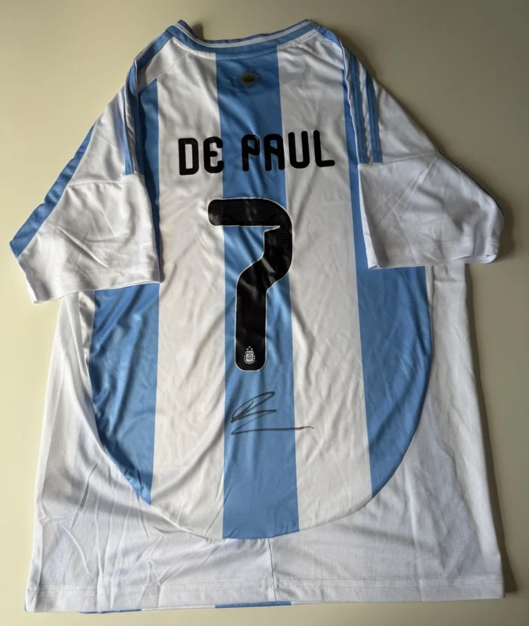 Rodrigo De Paul Argentina Autographed 2022 World Cup Jersey Champs JSA COA