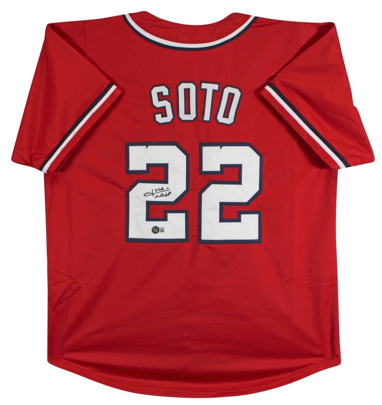 Juan Soto Authentic Signed Red Pro Style Jersey Autographed BAS Witnessed