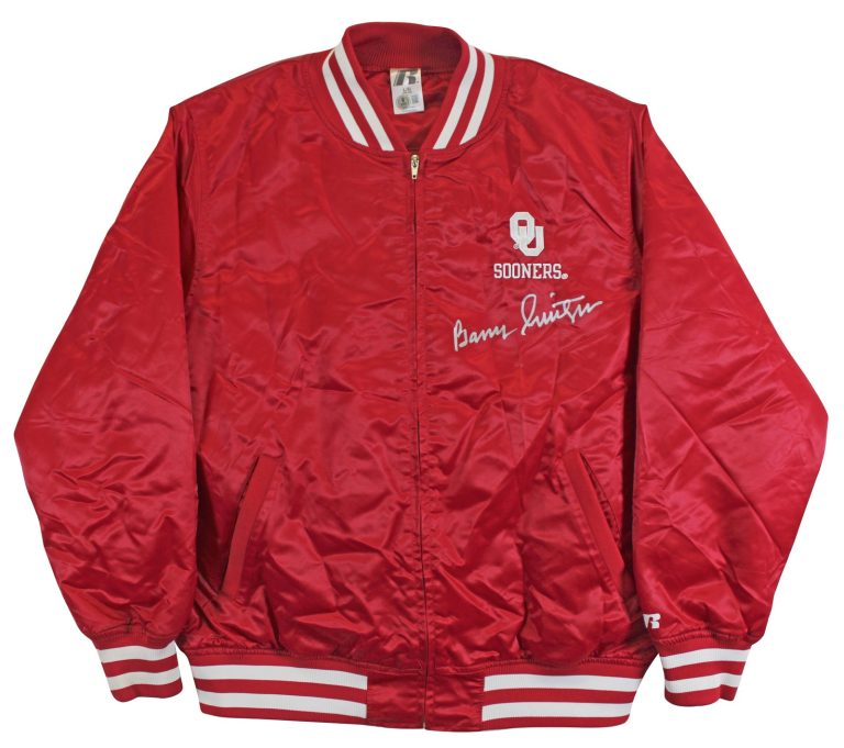 Oklahoma Barry Switzer Signed Maroon Russell Athletic Jacket BAS Witnessed