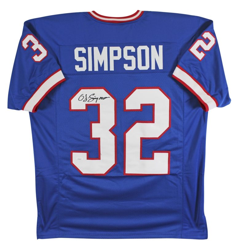 O.J. Simpson Authentic Signed Blue Pro Style Jersey Autographed JSA Witness