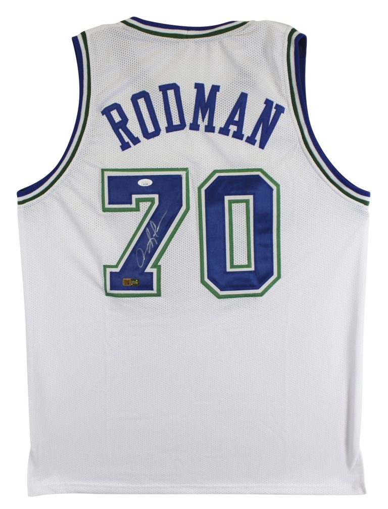 Dennis Rodman Authentic Signed White Pro Style Jersey Autographed JSA Witness