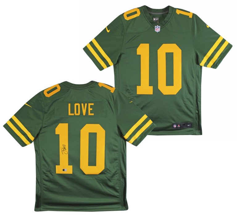 Packers Jordan Love Signed Green Color Rush Nike Limited Jersey BAS Witnessed