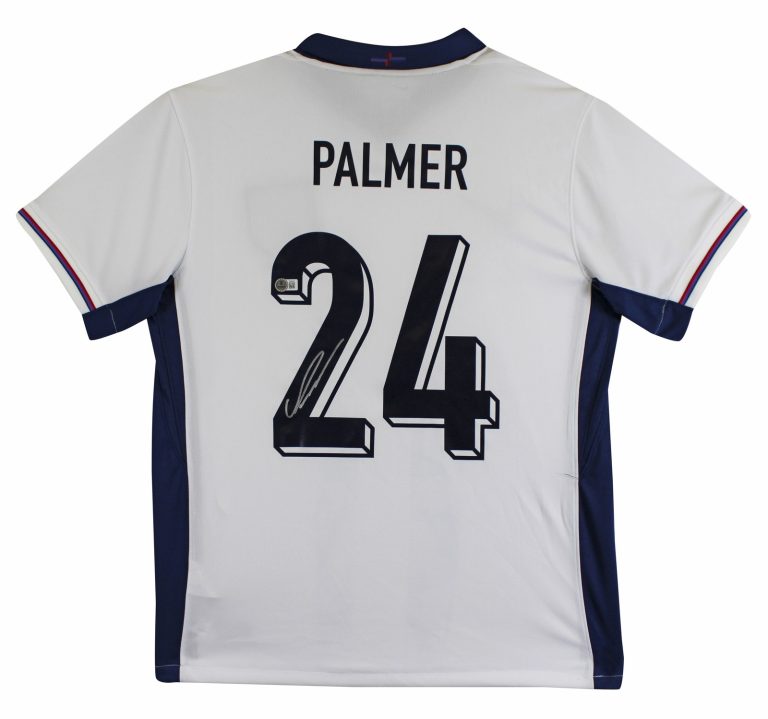 England Cole Palmer Authentic Signed White Nike Jersey Autographed BAS