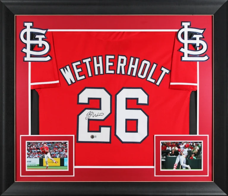 J.J. Wetherholt Authentic Signed Red Pro Style Framed Jersey BAS Witnessed