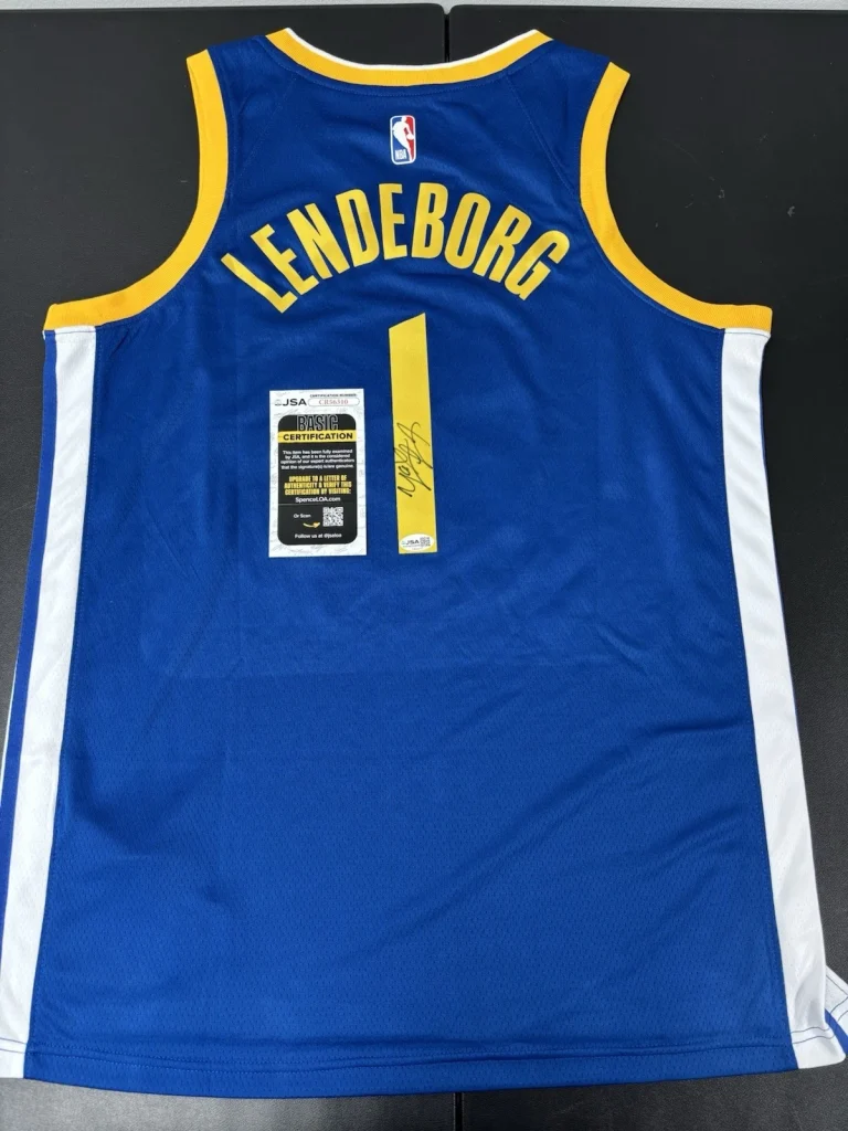 YAXEL LENDEBORG SIGNED Autographed GOLDEN STATE WARRIORS Jersey. JSA Coa. Rare