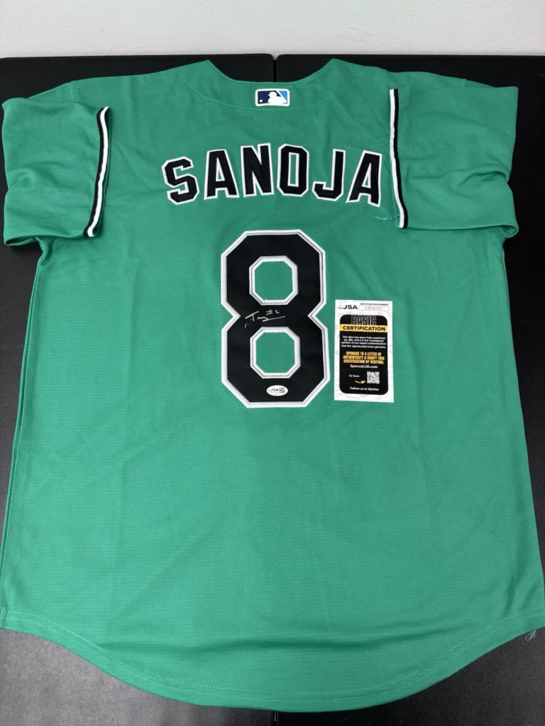 Javier Sanoja Signed Autographed Miami Marlins Jersey. JSA Coa