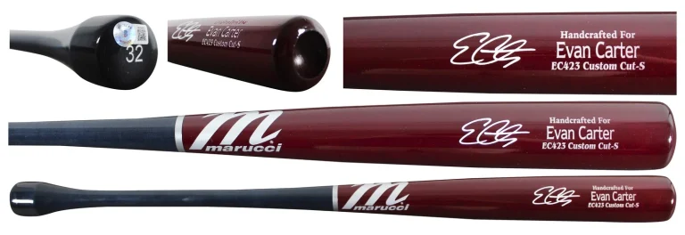 Rangers Evan Carter Signed Marucci Player Model Baseball Bat BAS Wit #1W234635