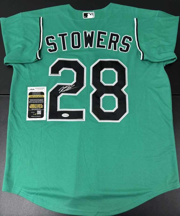 Kyle Stowers Signed Autographed Miami Marlins City Edition Teal Jersey. Jsa Coa