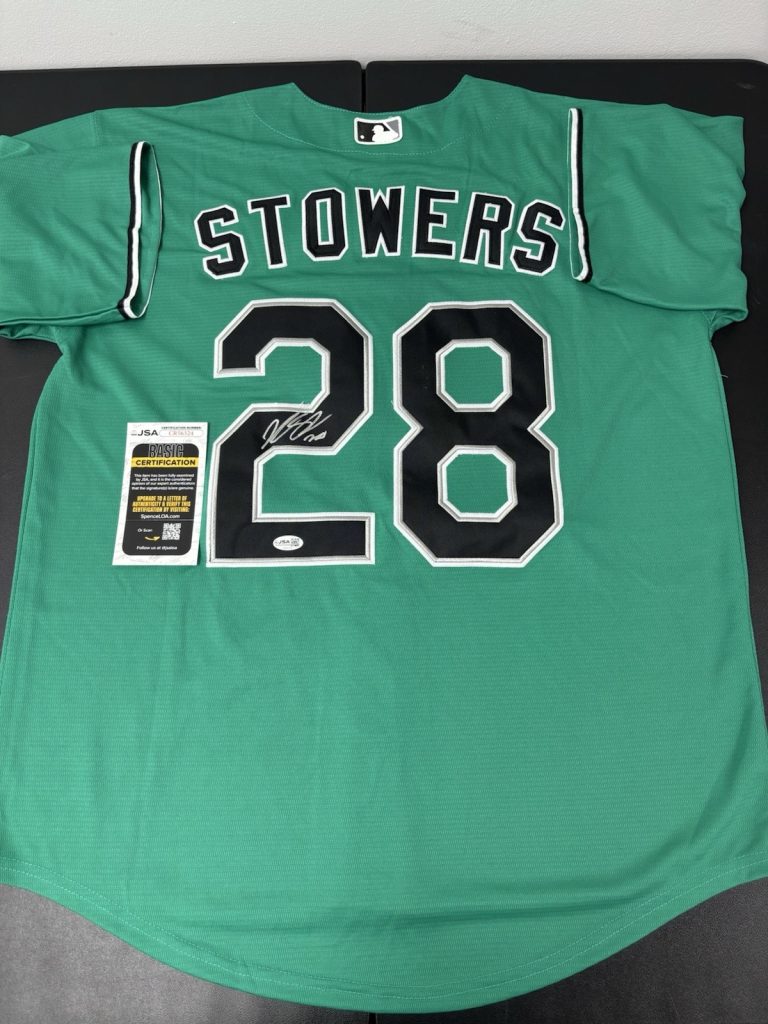Kyle Stowers Signed Autographed Miami Marlins City Edition Teal Jersey. Jsa Coa