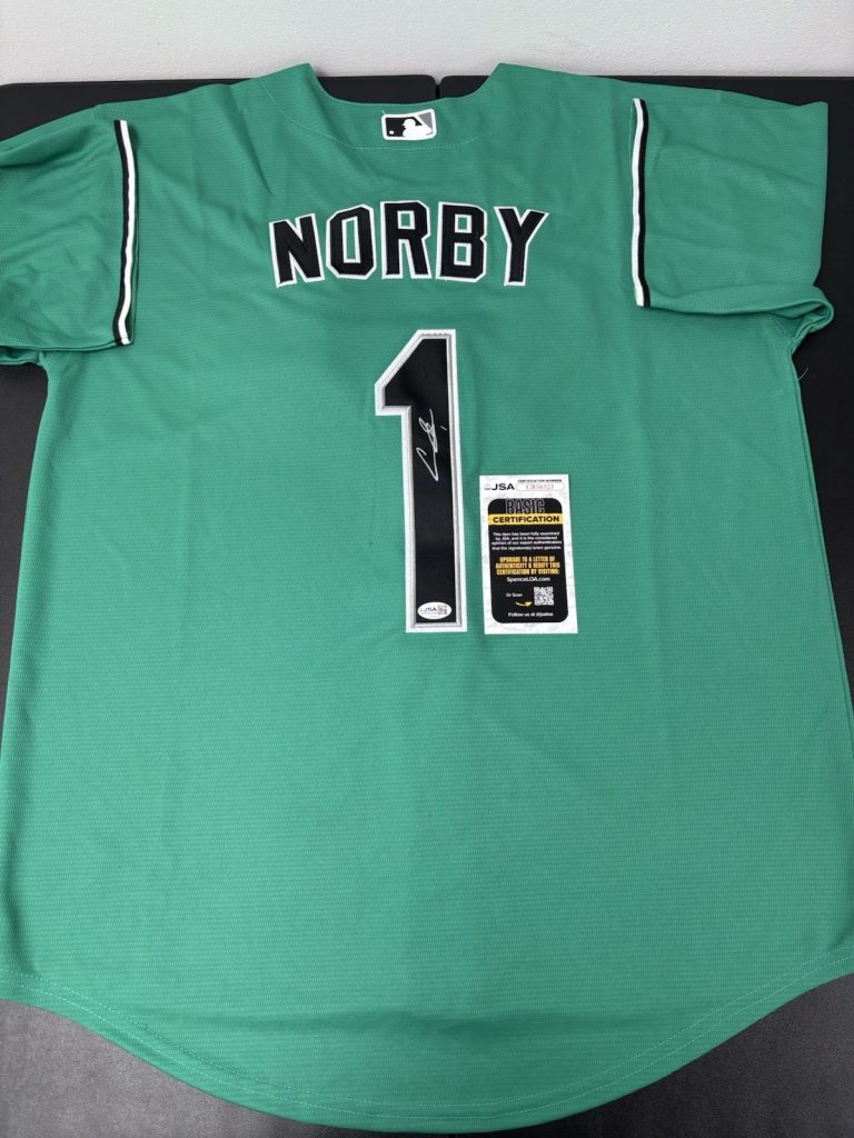Connor Norby Signed Autographed Miami Marlins City Edition Teal Jersey. Jsa Coa