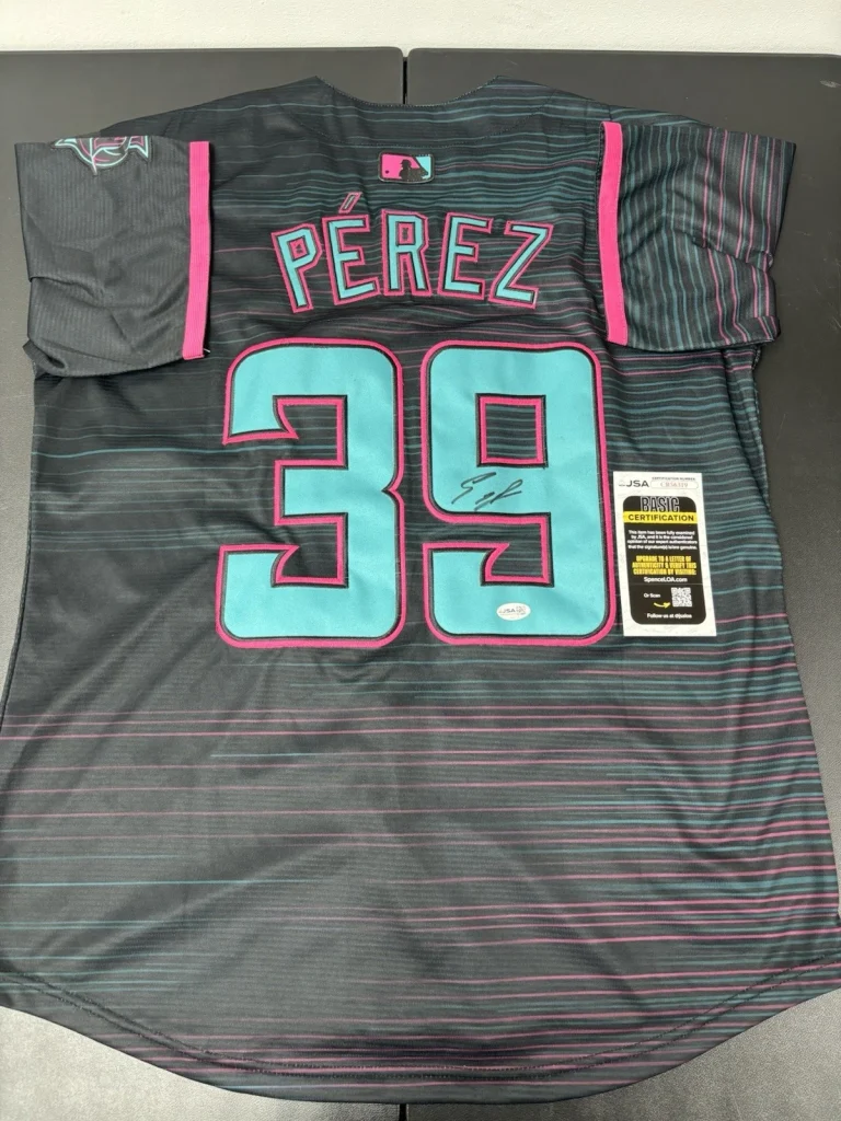 Eury Perez Miami Marlins Autographed Signed Jersey JSA COA Certified.