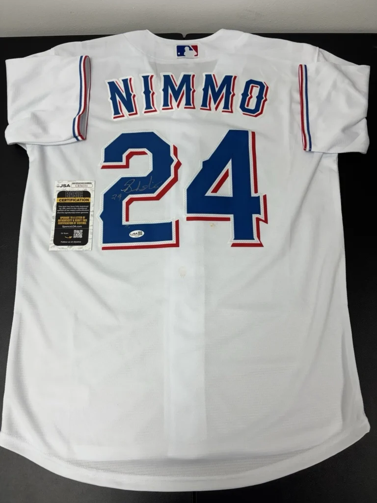 BRANDON NIMMO AUTOGRAPHED SIGNED TEXAS RANGERS JERSEY. Jsa Coa