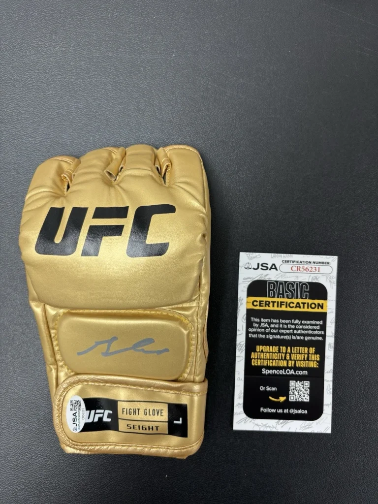 GABLE STEVESON SIGNED AUTOGRAPHED Gold UFC GLOVE. JSA Coa Rare