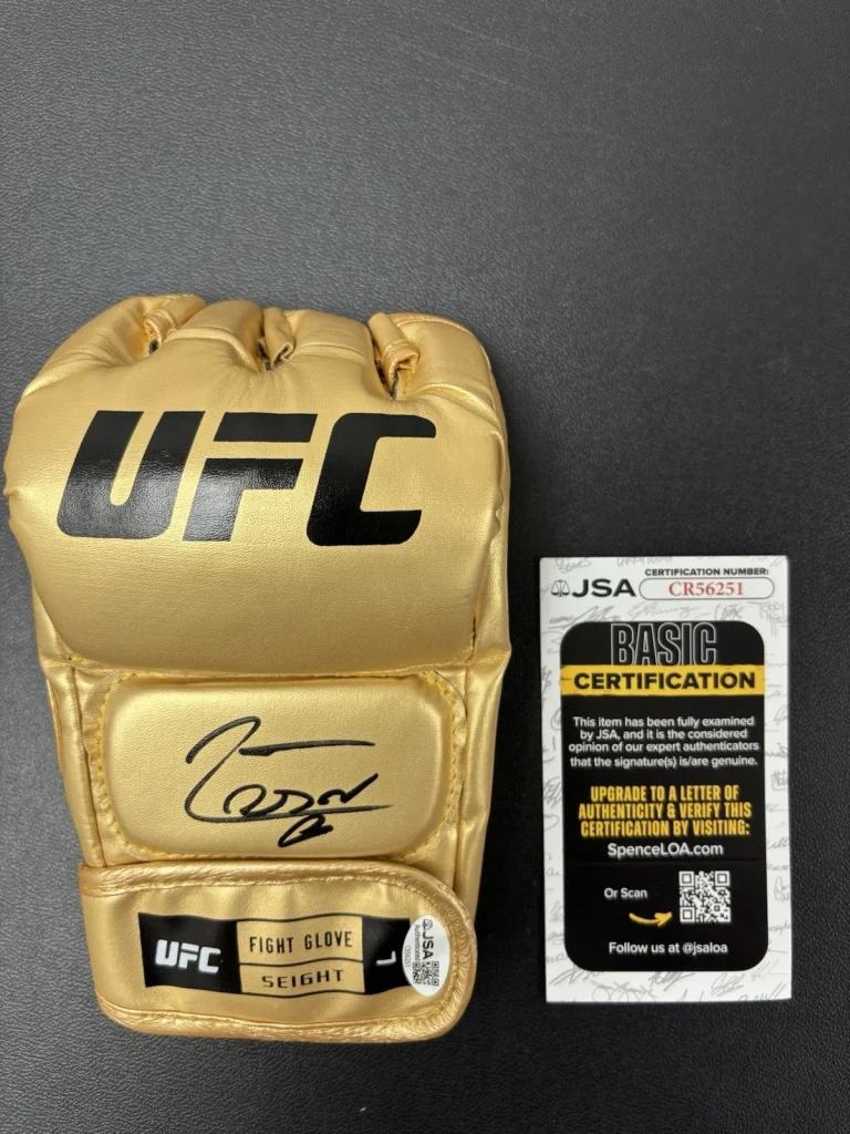 Jean Silva Signed Autographed Gold UFC MMA Glove JSA COA