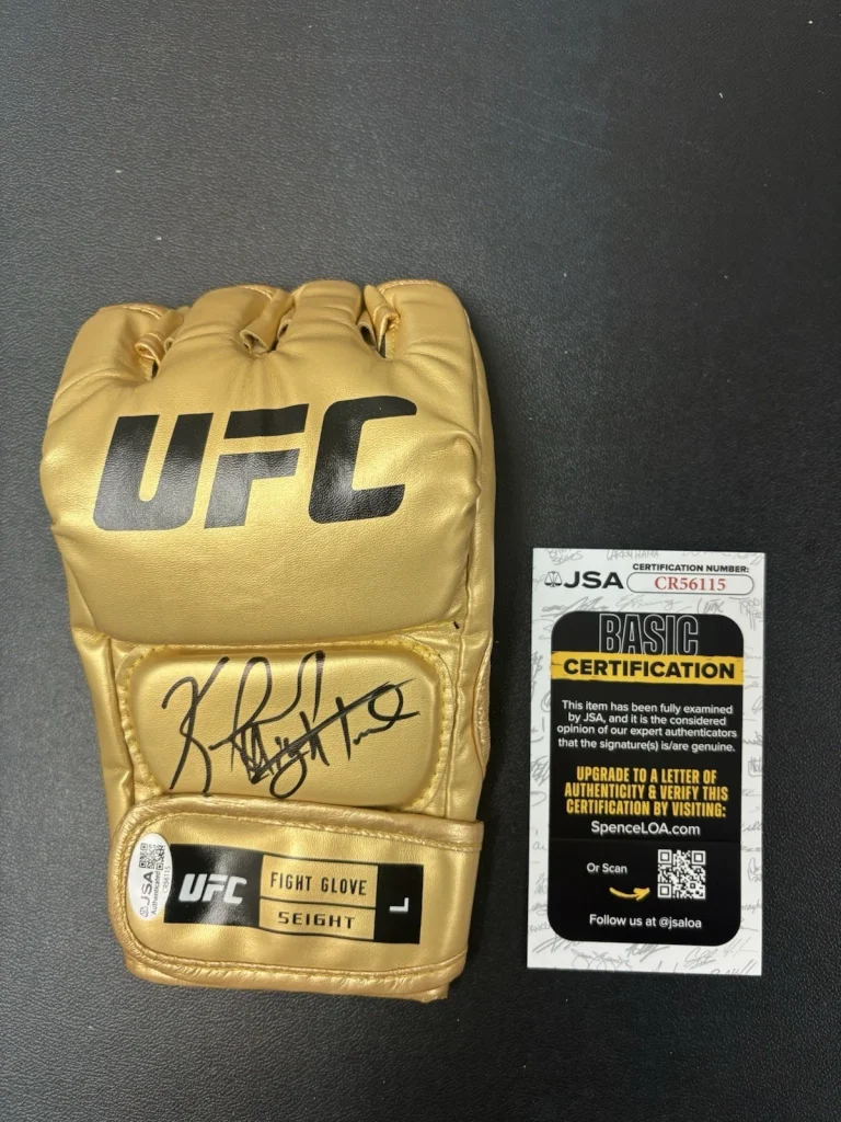 Kamaru Usman Autographed UFC Gold Glove Inscribed Nightmare JSA COA