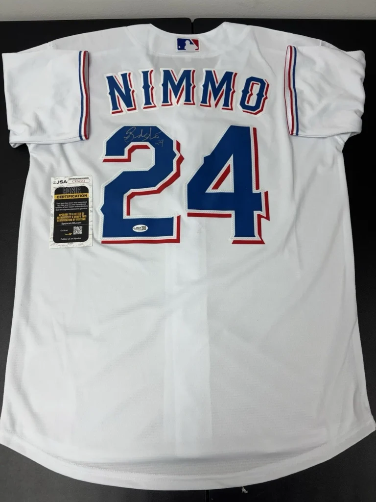 BRANDON NIMMO AUTOGRAPHED SIGNED TEXAS RANGERS JERSEY. Jsa Coa