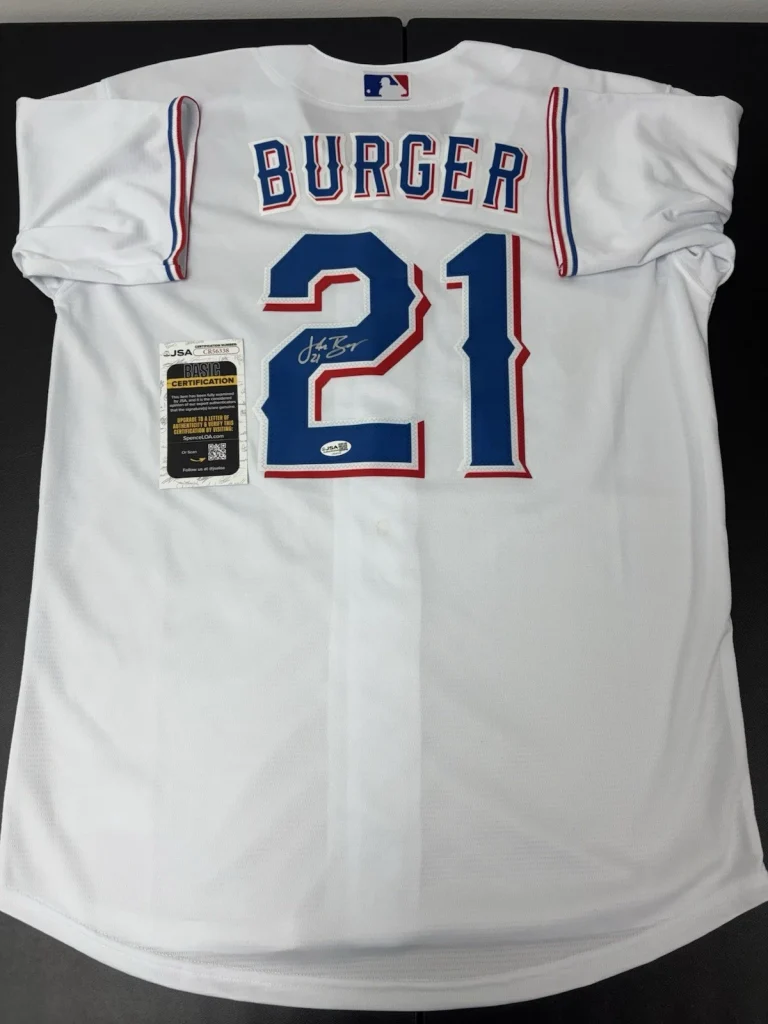 Jake Burger Signed Autographed Texas Rangers Jersey. Jsa Coa