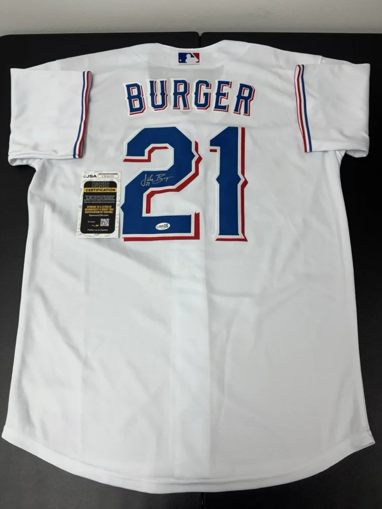 Jake Burger Signed Autographed Texas Rangers Jersey. Jsa Coa