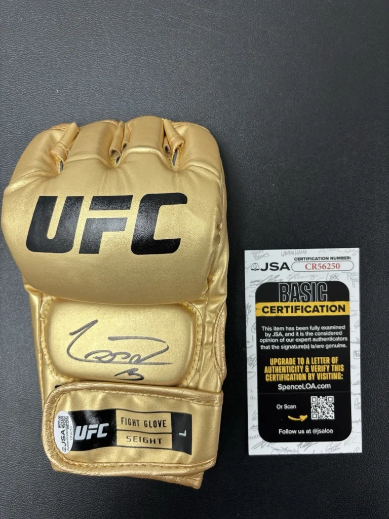 Jean Silva Signed Autographed Gold UFC MMA Glove JSA COA