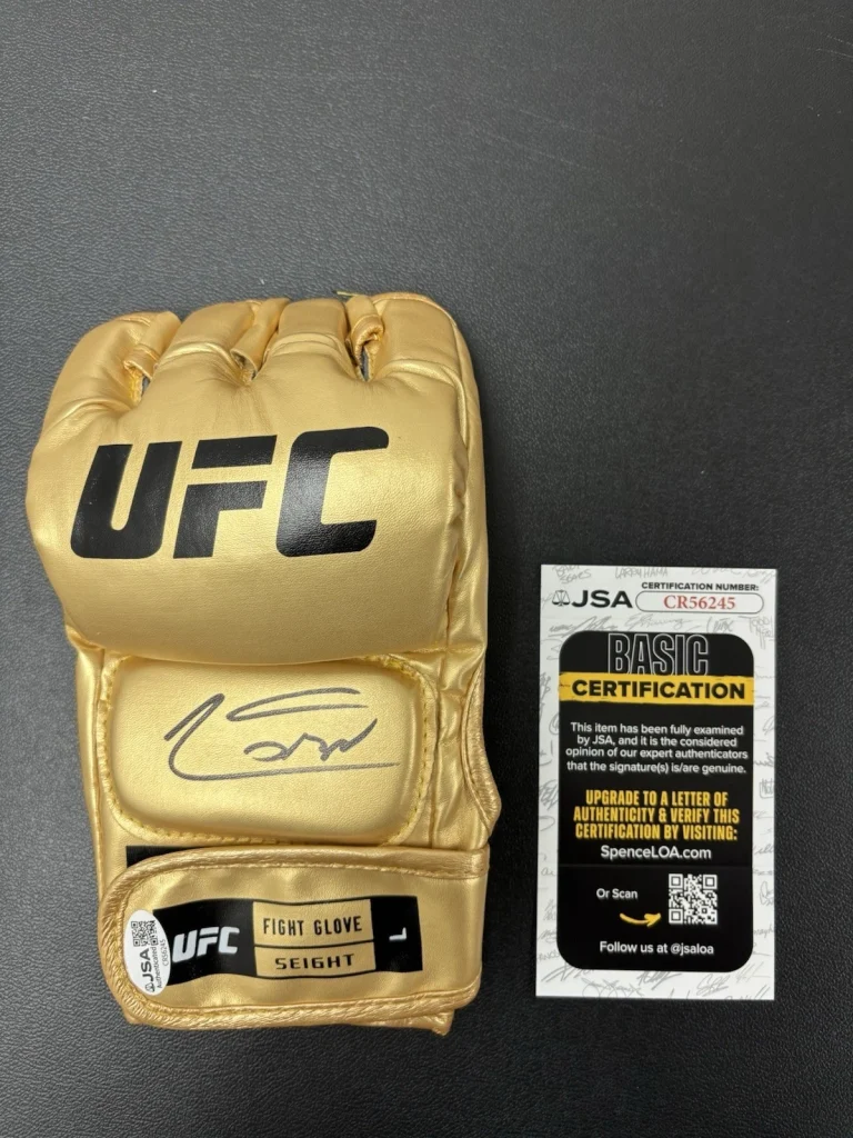 Jean Silva Signed Autographed Gold UFC MMA Glove JSA COA