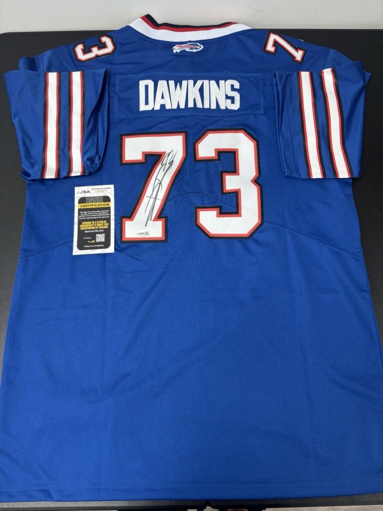 DION DAWKINS SIGNED Autographed Buffalo BILLS JERSEY. JSA Coa Rare