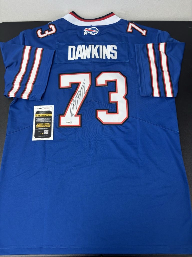 DION DAWKINS SIGNED Autographed Buffalo BILLS JERSEY. JSA Coa Rare