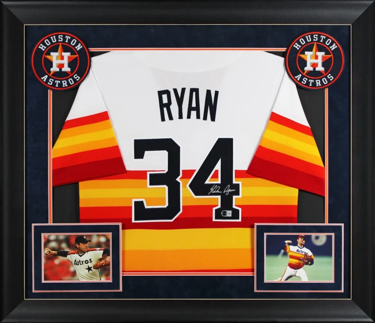 Astros Nolan Ryan Signed Rainbow Nike Cooperstown Collection Framed Jersey BAS