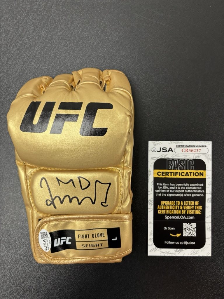 Merab Dvalishvili The Machine Signed Autographed UFC Gold Glove. JSA Coa