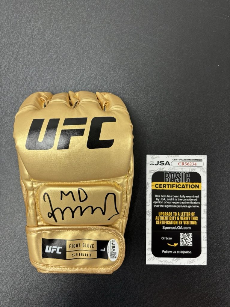 Merab Dvalishvili The Machine Signed Autographed UFC Gold Glove. JSA Coa