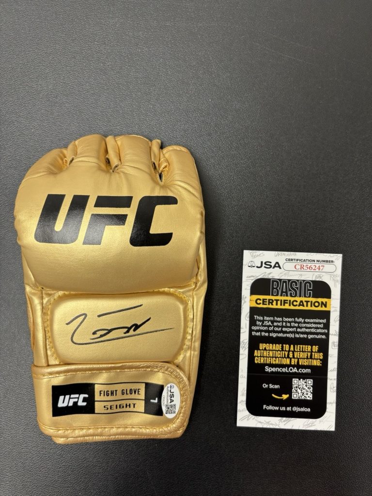 Jean Silva Signed Autographed Gold UFC MMA Glove JSA COA