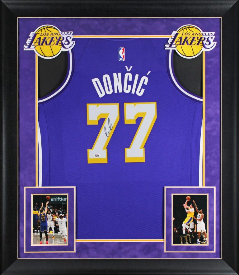 Lakers Luka Doncic Signed Purple Nike Swingman Framed Jersey PSA/DNA #AP94186