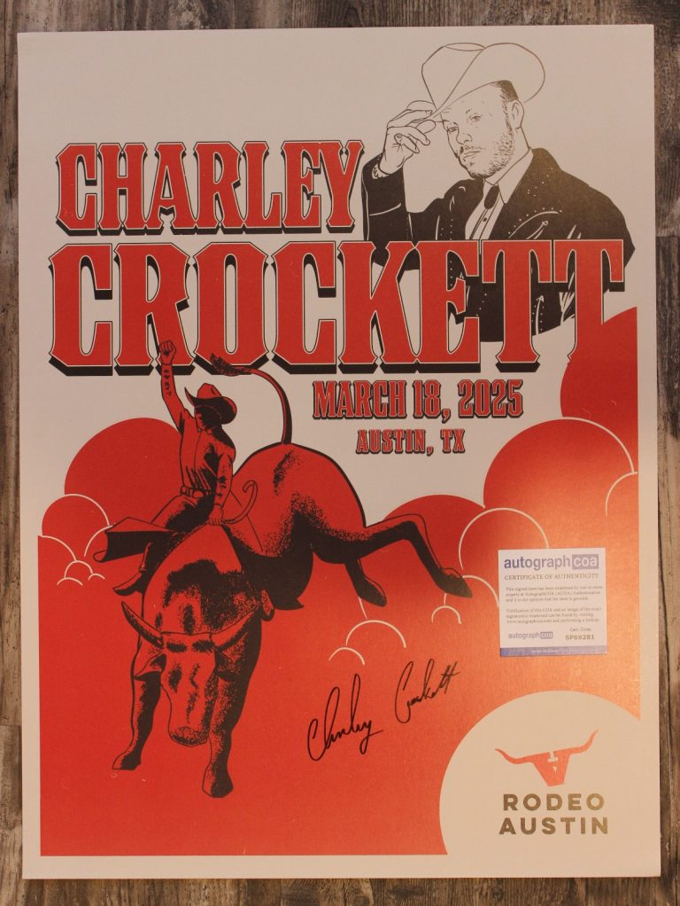 Charley Crockett Tour Poster March 18 2025 Austin TX Autographed ACOA