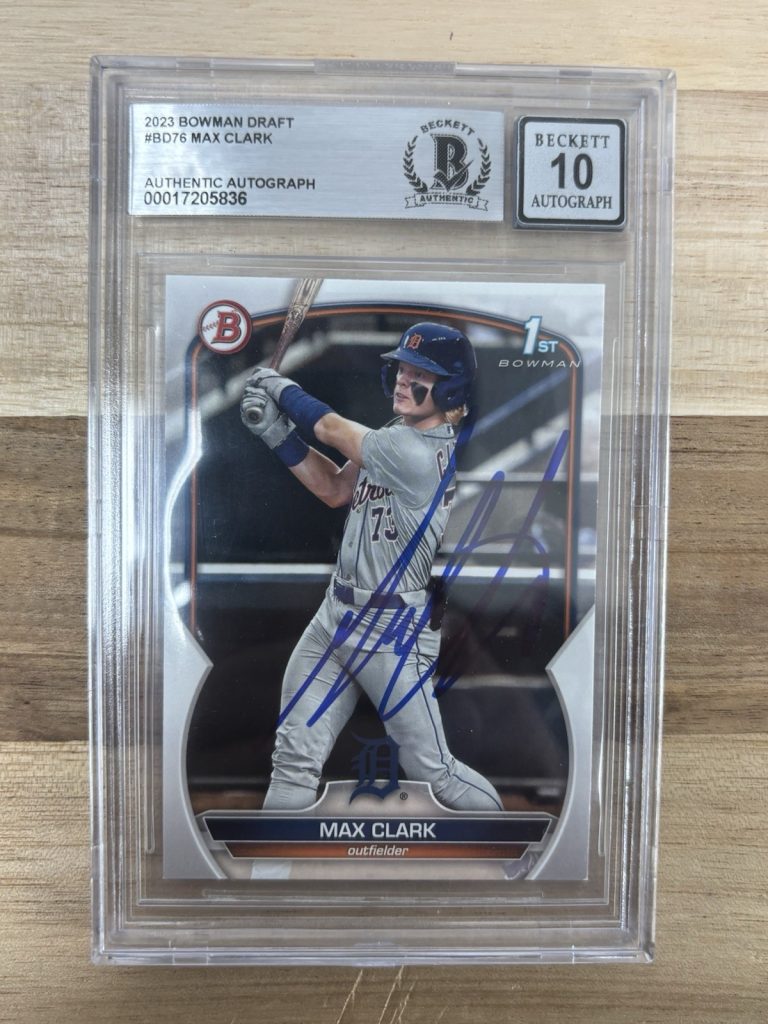 Max Clark Signed 1st Bowman Paper Auto Detroit Tigers Autographed. Beckett 10