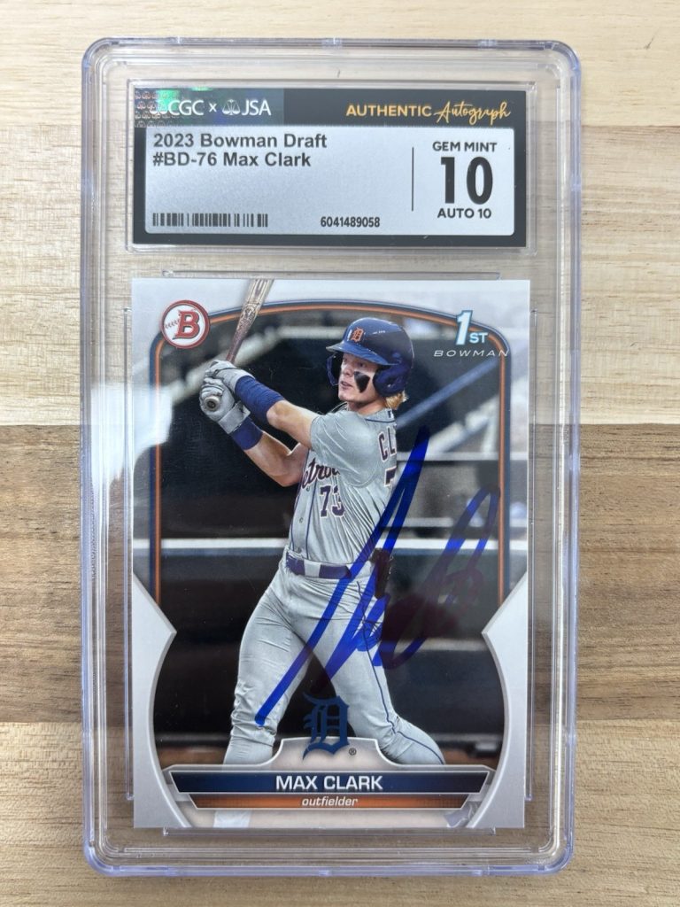 Max Clark Signed 1st Bowman Paper Auto Detroit Tigers Autographed. Cgc Auto 10