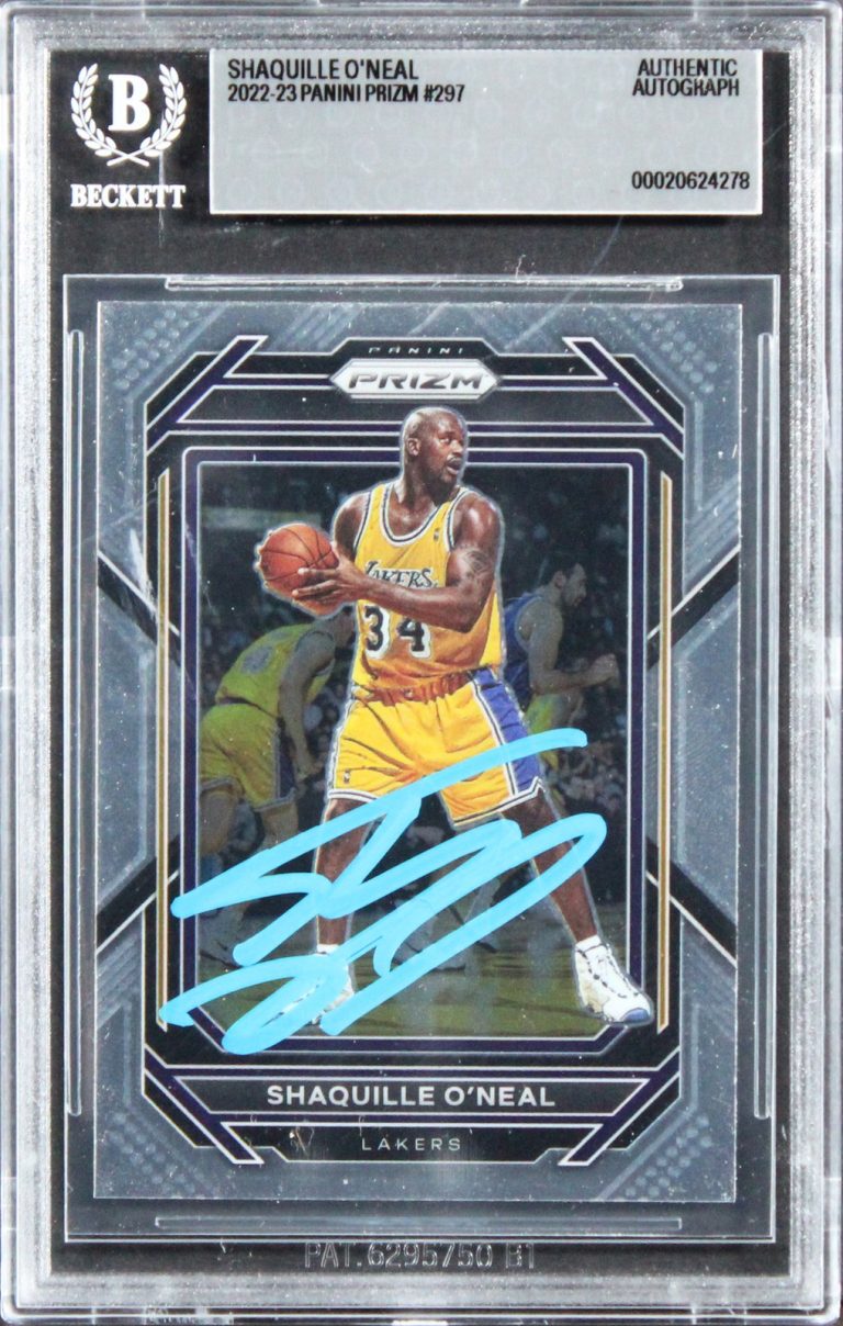 Lakers Shaquille O'Neal Authentic Signed 2022 Panini Prizm #297 Card BAS Slabbed